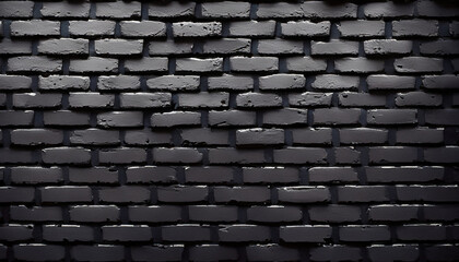 Poster - Texture of a black painted brick wall as a background or wallpaper