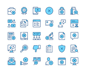 Poster - rejection icons set. vector line icons. blue color outline stroke symbols. modern concepts