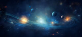 Fototapeta Fototapety kosmos - Planets and Stars in Deep Space Planets In Space With Some Planets And Solar Systems Background. AI Generative