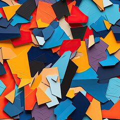 Wall Mural - Paper craft cuts, in an abstract colorful background. Seamless repeating background