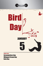 Old Style Calendar Bird Day