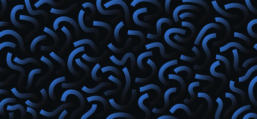 Poster - Monochrome doodle pattern. Funny monochrome pattern. Curved blue lines