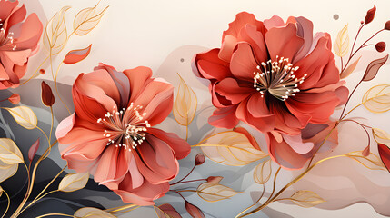 Wall Mural - Luxury floral painting art abstract background. Illustrations, ai generated photo