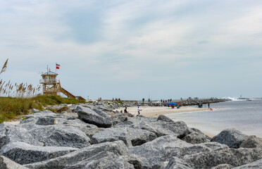 life guard station on the shore