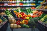 Fototapeta  - shopping cart with vegetables