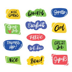 job and great job stikers set vector illustration