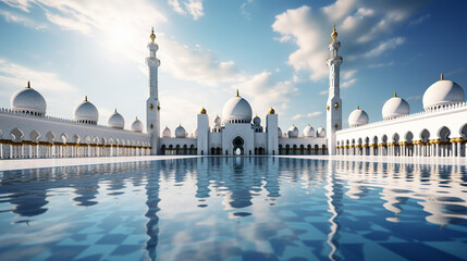 Wall Mural - Sheikh Zayed Grand Beautiful Mosque at Evening Abu Dhabi Mosque