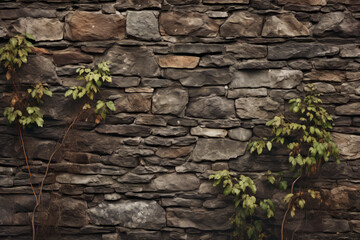 Canvas Print - stone wall with ivy