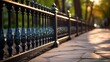 Outdoor barrier made of iron railing with sunshine
