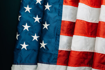 Veterans Day celebration with American flags on a blackboard. A symbol of honor, democracy, and pride in the United States is.