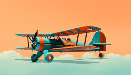 Aufkleber - Beautiful abstract surreal blue and yellow airplane and geometric landscape collage concept, contemporary colors and mood social background. 