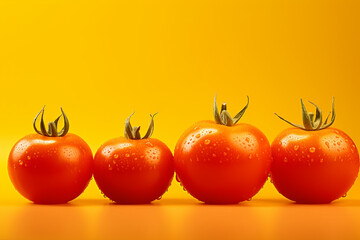 Poster - different tomatoes on a yellow background, 