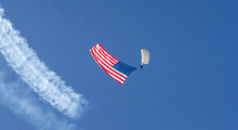 American Flag Parachute Demonstration At An Airshow 