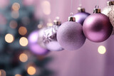 Fototapeta  - Elegant violet Christmas tree baubles