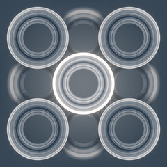 Poster - Group of circles with texture on dark grey background. 3d rendering digital illustration