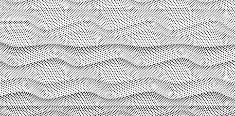 Poster - Abstract decorative half toned wavy striped background in black and white. Seamless square dot pattern. Vector illustration.