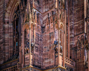 Poster - Ornate and intricate Gothic facade of the Notre Dame Cathedral in Strasbourg, France one of the most beautiful Gothic cathedrals in Europe