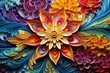Multicolored paper art created using quilling technique. Generative AI