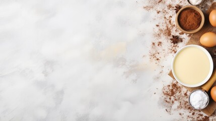 Aufkleber - Baking background with ingredients and utensil on marble table