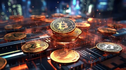 Poster - Cryptocurrency s future digital currency market with blockchain based tech companies and crypto tokens