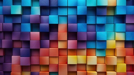 Poster - Abstract arrangement of colorful wooden blocks symbolizing a spectrum of creativity