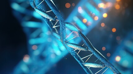 Poster - close up 3d image of a light blue dna strand in full screen
