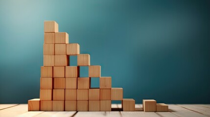 Aufkleber - Ascendant arrow hitting large target icon above wooden block graphs on blue backdrop symbolizing investment income inflation growth success and business objectives