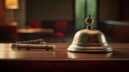 Poster - Antique desk bell at hotel reception