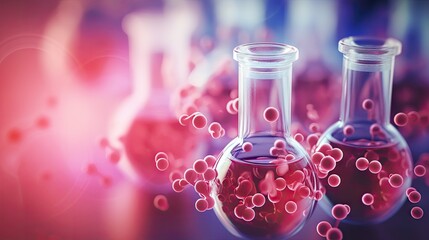Poster - Cosmetic lab studying chemical essence bubbles