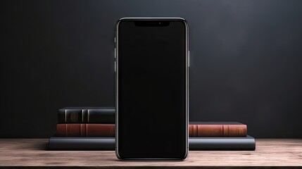 Poster - Educational app mockup with smartphone near books outdoors