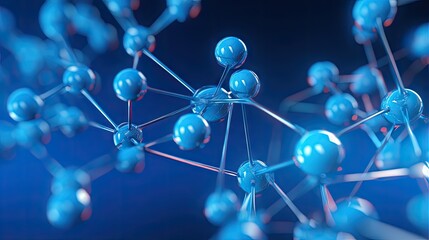 Poster - 3D illustration featuring blue background molecules