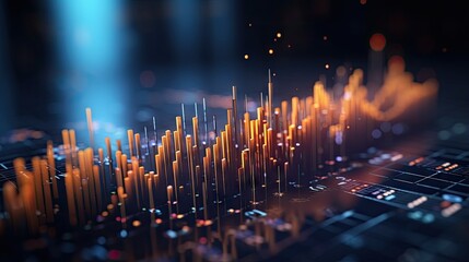 Poster - AI chip enhances creative 3D rendering for finance concept in forex chart background
