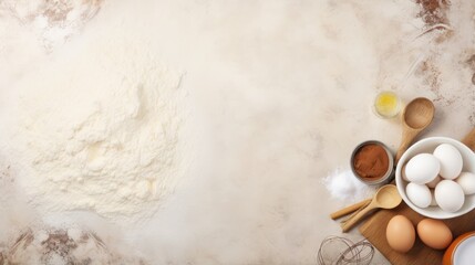 Aufkleber - Baking background with ingredients and utensil on marble table