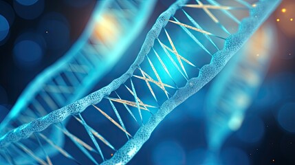 Poster - close up 3d image of a light blue dna strand in full screen