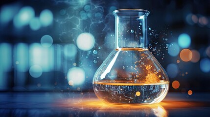 Poster - biotech concept experiments in a science lab for genetic research and human biology with pharmaceuti