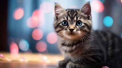 Poster - Blurry image of cute small cat