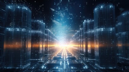 Aufkleber - Abundant digital storage valuable data in Meta verse cryptocurrency mining light point and grid link for communication 3D rendering