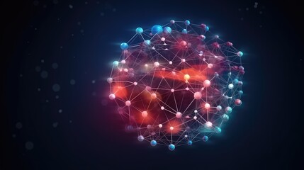Aufkleber - Digital technology network Big Data effect connected nodes cluster network abstract connection background lines sphere