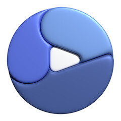 Circle 3d play button element blue design for web media entertainment