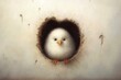 A soft chick with a hole in its heart. Generative AI