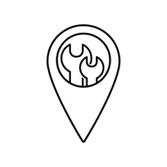 Poster - map pointer with repair sign icon 