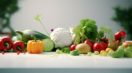  Vegetables, a still life of vegetables on a neutral background