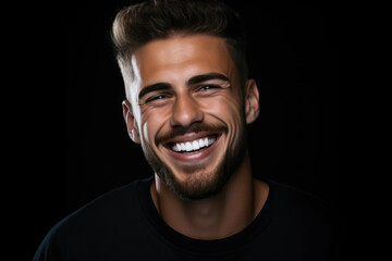 Wall Mural - Close up of beautiful smiling man with white perfect teeth