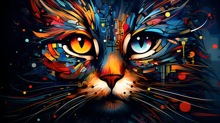 Wall Mural - abstract background with abstract shape of cat