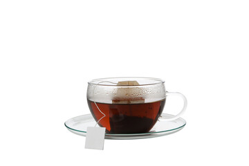 Wall Mural - PNG,tea bag in a transparent cup, isolated on white background