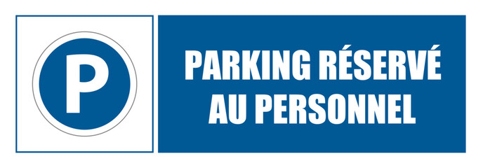 Wall Mural - Parking réservé au personnel EPI panneau rond bleu équipement de sécurité obligatoire