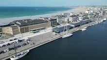 Yachts Moored At Quayside Saint Marlo Port And Marina France Drone , Aerial , View From Air