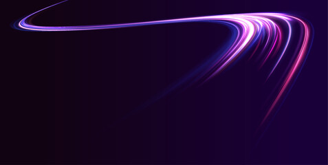 Fototapete - Expressway, the effect of car headlights. Low-poly construction of fine lines. Blue background. Futuristic digital floor technology perspective background.	