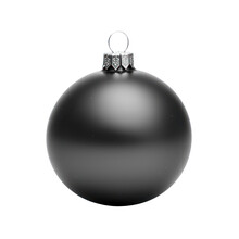 Christmas Ball. Grey Black Xmas Bauble Decoration Isolated On Transparent White Background, Png	