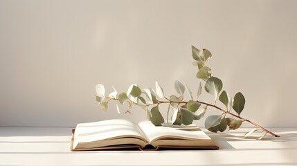Aufkleber - Holy Bible and eucalyptus branch on light background